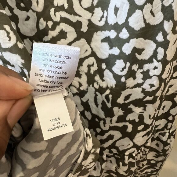 Elizabeth and James Olive Leopard Poplin Dress XL - Picture 12 of 15